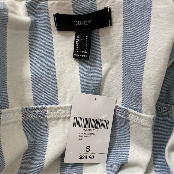NWT Forever 21 Denim Jacket - Blue and White - Picture 5 of 11